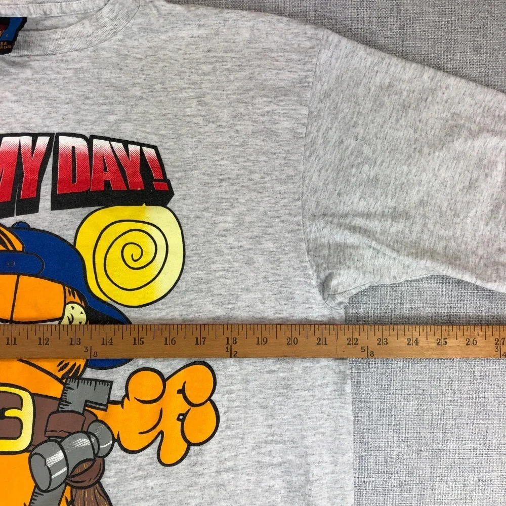 Vintage Garfield T-Shirt Mens Large Go Ahead Make My Day Single Stitch Gray‎